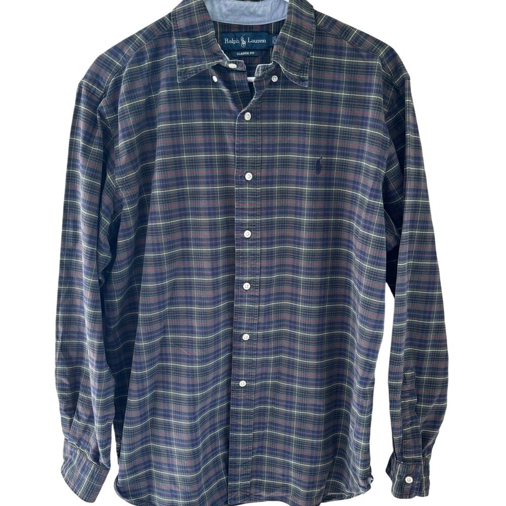Ralph Lauren Men's Plaid Classic Fit Button Down Shirt Fall Holiday Size Large